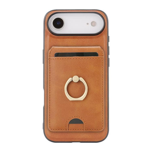 For iPhone Air Kalebol Strong MagSafe Ring Magnetic Card Bag Holder Leather Phone Case(Brown) by Kalebol