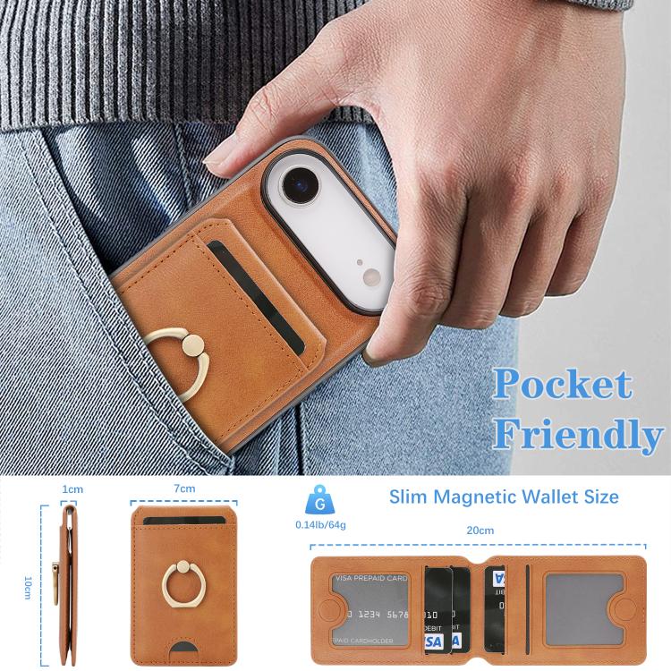 For iPhone Air Kalebol Strong MagSafe Ring Magnetic Card Bag Holder Leather Phone Case(Brown) by Kalebol