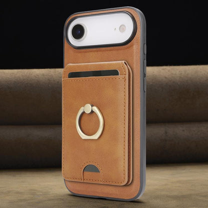 For iPhone Air Kalebol Strong MagSafe Ring Magnetic Card Bag Holder Leather Phone Case(Brown) by Kalebol