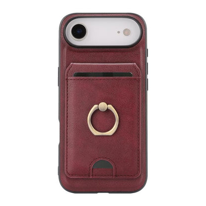 For iPhone Air Kalebol Strong MagSafe Ring Magnetic Card Bag Holder Leather Phone Case(Red) by Kalebol