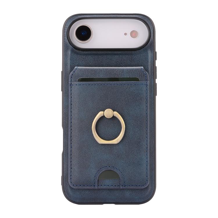 For iPhone Air Kalebol Strong MagSafe Ring Magnetic Card Bag Holder Leather Phone Case(Blue) by Kalebol
