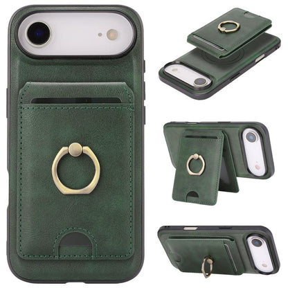 For iPhone Air Kalebol Strong MagSafe Ring Magnetic Card Bag Holder Leather Phone Case(Green) by Kalebol