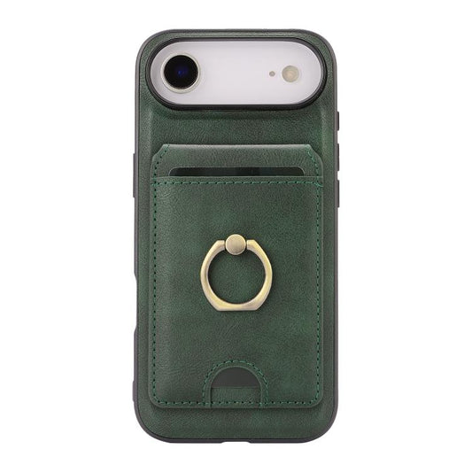 For iPhone Air Kalebol Strong MagSafe Ring Magnetic Card Bag Holder Leather Phone Case(Green) by Kalebol