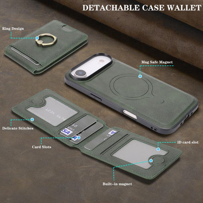 For iPhone Air Kalebol Strong MagSafe Ring Magnetic Card Bag Holder Leather Phone Case(Green) by Kalebol