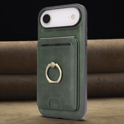 For iPhone Air Kalebol Strong MagSafe Ring Magnetic Card Bag Holder Leather Phone Case(Green) by Kalebol