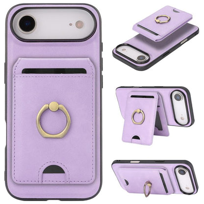 For iPhone Air Kalebol Strong MagSafe Ring Magnetic Card Bag Holder Leather Phone Case(Purple) by Kalebol