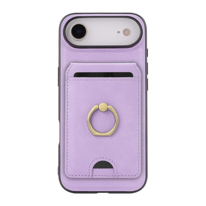 For iPhone Air Kalebol Strong MagSafe Ring Magnetic Card Bag Holder Leather Phone Case(Purple) by Kalebol