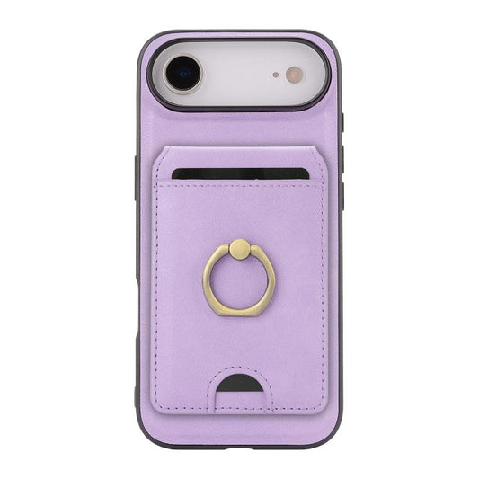 For iPhone Air Kalebol Strong MagSafe Ring Magnetic Card Bag Holder Leather Phone Case(Purple) by Kalebol