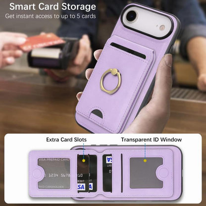 For iPhone Air Kalebol Strong MagSafe Ring Magnetic Card Bag Holder Leather Phone Case(Purple) by Kalebol