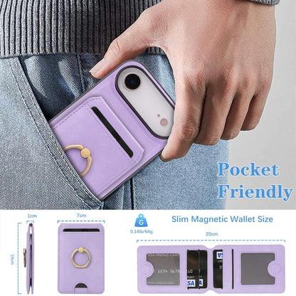 For iPhone Air Kalebol Strong MagSafe Ring Magnetic Card Bag Holder Leather Phone Case(Purple) by Kalebol