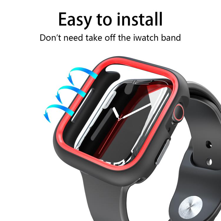 For Apple Watch Series 6 / 5 / 4 / SE 3 / SE 2 / SE 1 44mm / 9 / 8 / 7 45mm Two-Color Half Wrap PC Protective Case(Red) by bashfashion