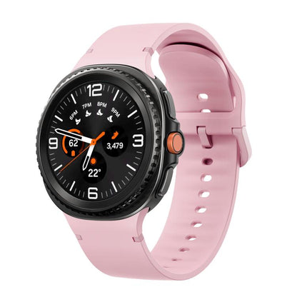 For Samsung Galaxy Watch8 / Watch8 Classic Solid Color Stitched Silicone Watch Band, Size:S(Light Pink) by bashfashion