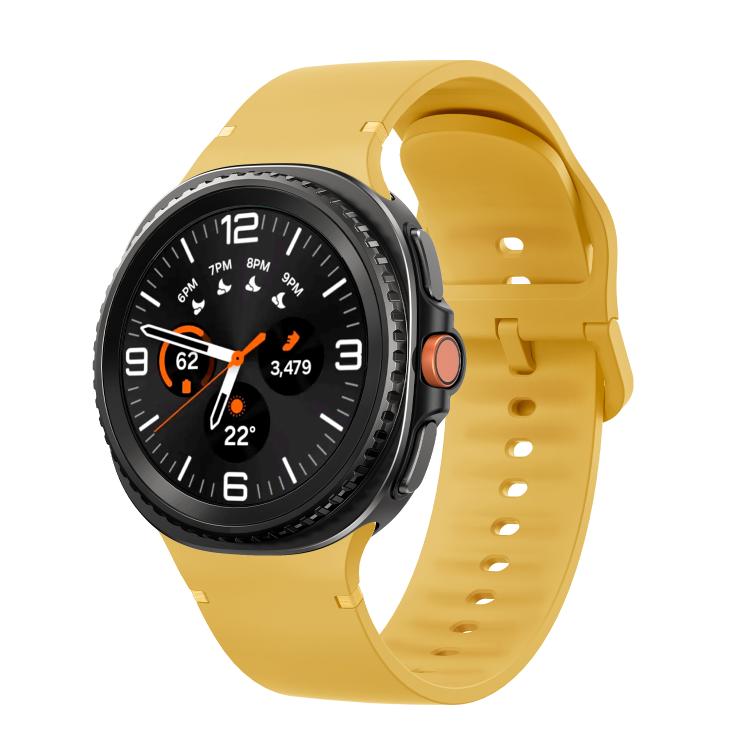 For Samsung Galaxy Watch8 / Watch8 Classic Solid Color Stitched Silicone Watch Band, Size:S(Official Yellow) by bashfashion