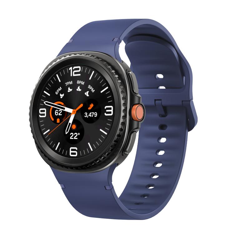 For Samsung Galaxy Watch8 / Watch8 Classic Solid Color Stitched Silicone Watch Band, Size:S(Midnight Blue) by bashfashion