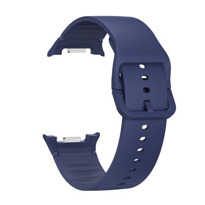 For Samsung Galaxy Watch8 / Watch8 Classic Solid Color Stitched Silicone Watch Band, Size:S(Midnight Blue) by bashfashion