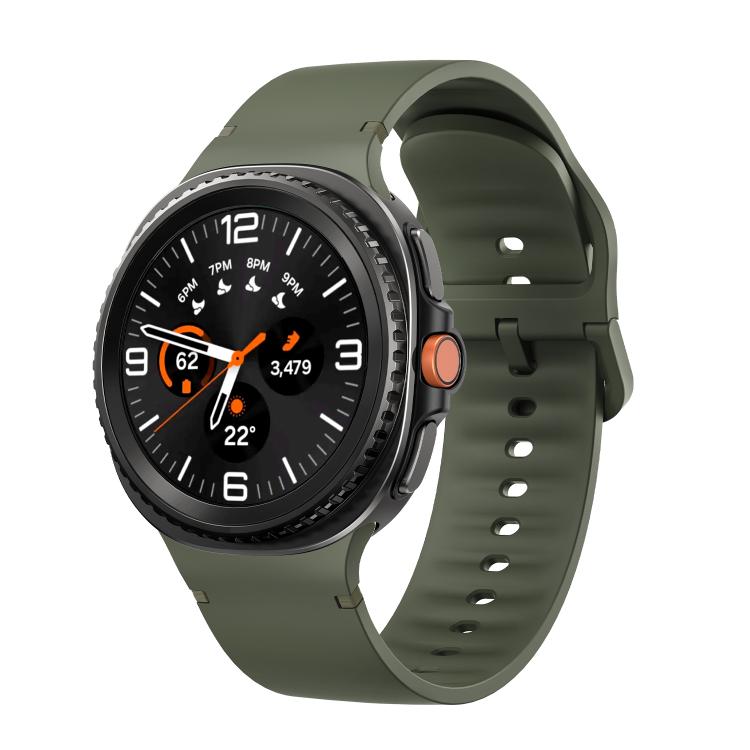 For Samsung Galaxy Watch8 / Watch8 Classic Solid Color Stitched Silicone Watch Band, Size:S(Army Green) by bashfashion