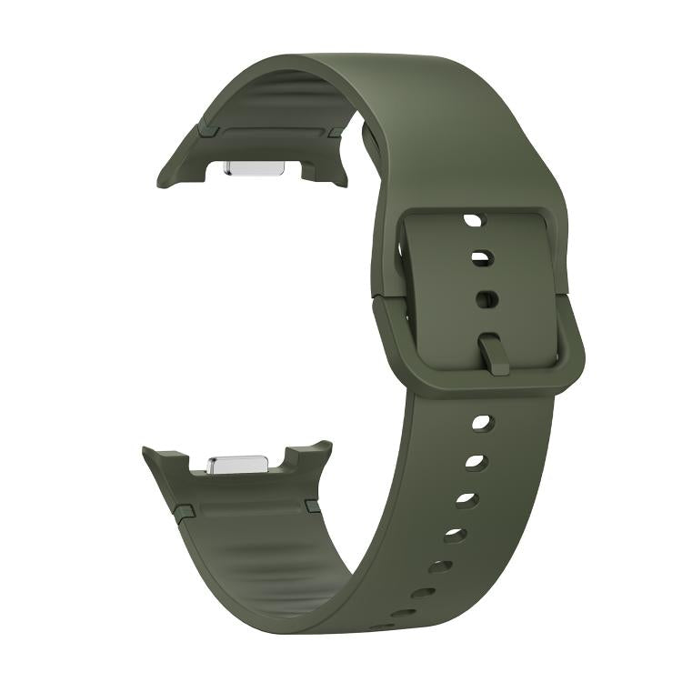For Samsung Galaxy Watch8 / Watch8 Classic Solid Color Stitched Silicone Watch Band, Size:S(Army Green) by bashfashion