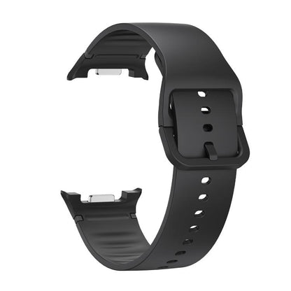 For Samsung Galaxy Watch8 / Watch8 Classic Solid Color Stitched Silicone Watch Band, Size:S(Black) by bashfashion