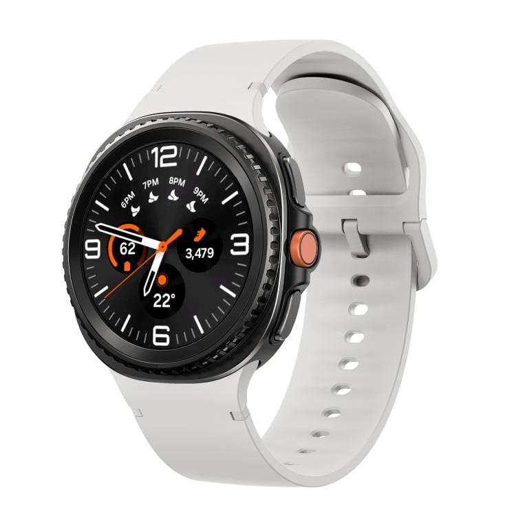 For Samsung Galaxy Watch8 / Watch8 Classic Solid Color Stitched Silicone Watch Band, Size:M(Lime White) by bashfashion
