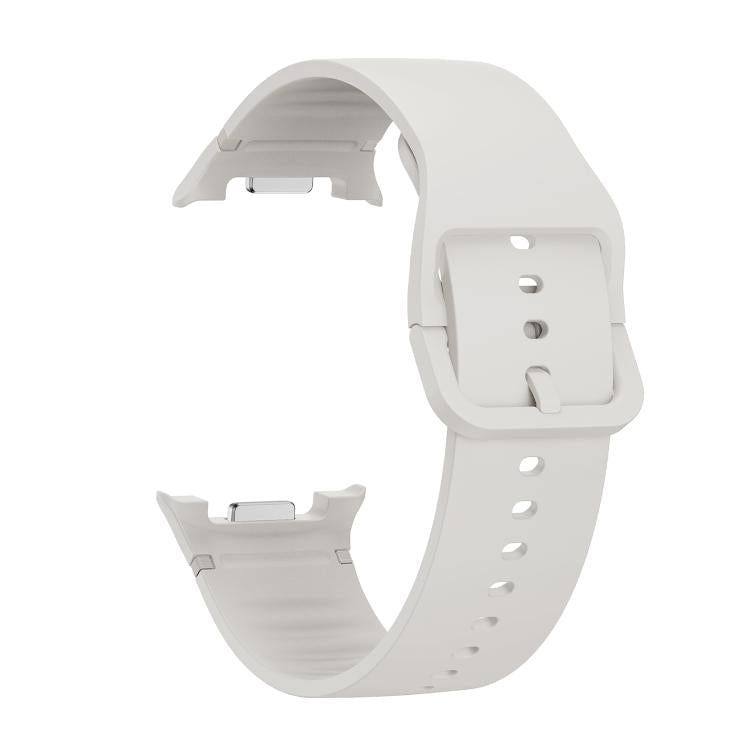 For Samsung Galaxy Watch8 / Watch8 Classic Solid Color Stitched Silicone Watch Band, Size:M(Lime White) by bashfashion