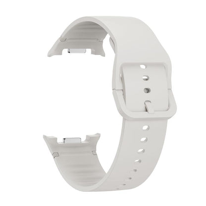 For Samsung Galaxy Watch8 / Watch8 Classic Solid Color Stitched Silicone Watch Band, Size:M(Lime White) by bashfashion