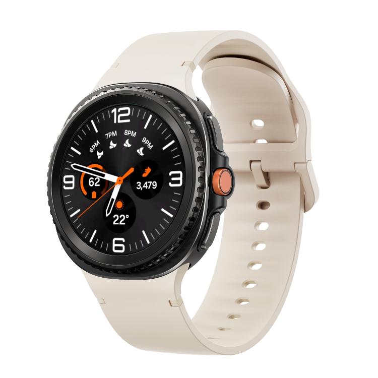 For Samsung Galaxy Watch8 / Watch8 Classic Solid Color Stitched Silicone Watch Band, Size:M(Starlight) by bashfashion