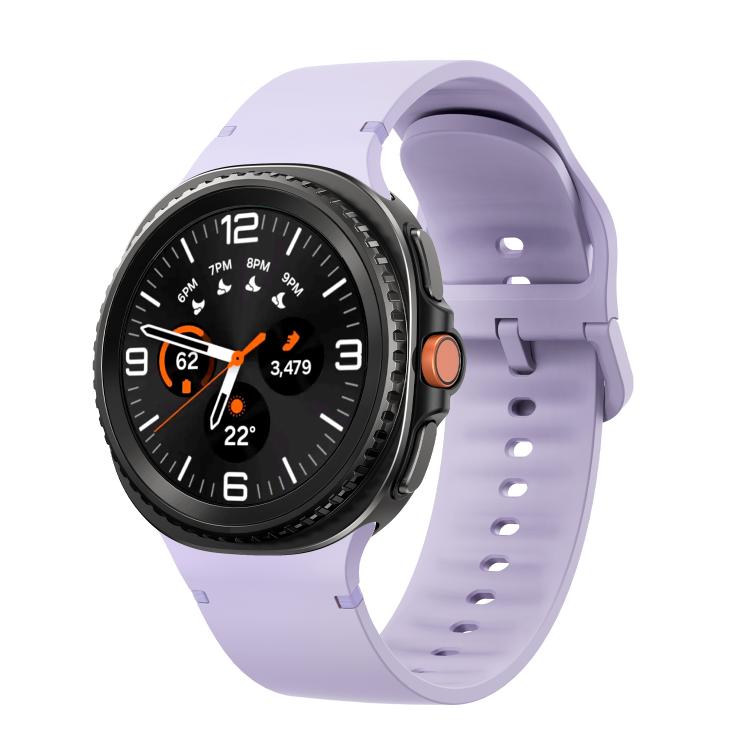 For Samsung Galaxy Watch8 / Watch8 Classic Solid Color Stitched Silicone Watch Band, Size:M(Official Purple) by bashfashion
