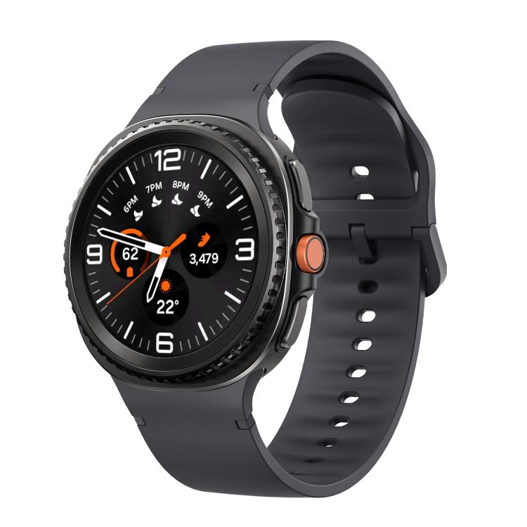 For Samsung Galaxy Watch8 / Watch8 Classic Solid Color Stitched Silicone Watch Band, Size:M(Dark Gray) by bashfashion