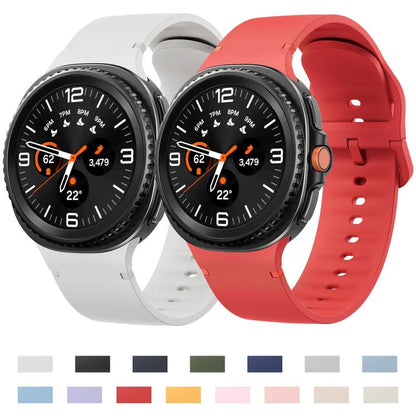 For Samsung Galaxy Watch8 / Watch8 Classic Solid Color Stitched Silicone Watch Band, Size:M(Starlight) by bashfashion