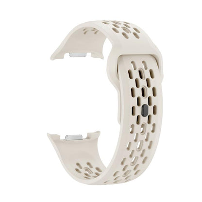 For Samsung Galaxy Watch8 / Watch8 Classic Hole Style Black Reverse Buckle Silicone Watch Band(Beige) by bashfashion