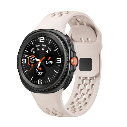 For Samsung Galaxy Watch8 / Watch8 Classic Hole Style Black Reverse Buckle Silicone Watch Band(Starlight) by bashfashion