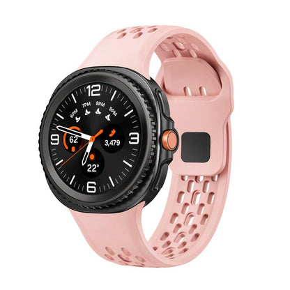 For Samsung Galaxy Watch8 / Watch8 Classic Hole Style Black Reverse Buckle Silicone Watch Band(Pink) by bashfashion