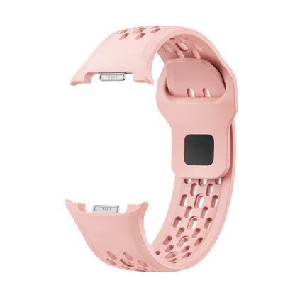 For Samsung Galaxy Watch8 / Watch8 Classic Hole Style Black Reverse Buckle Silicone Watch Band(Pink) by bashfashion