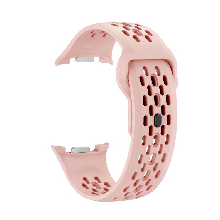 For Samsung Galaxy Watch8 / Watch8 Classic Hole Style Black Reverse Buckle Silicone Watch Band(Pink) by bashfashion