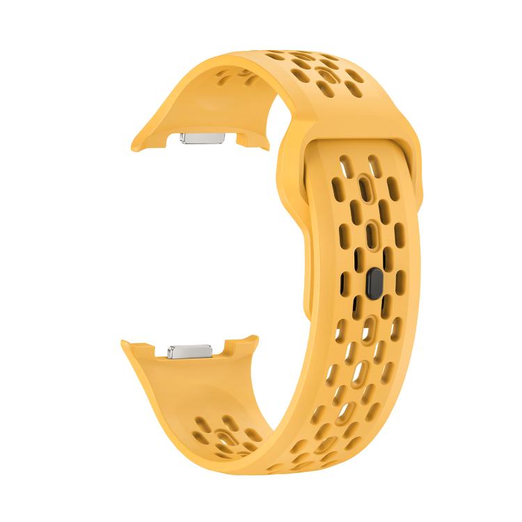 For Samsung Galaxy Watch8 / Watch8 Classic Hole Style Black Reverse Buckle Silicone Watch Band(Yellow) by bashfashion