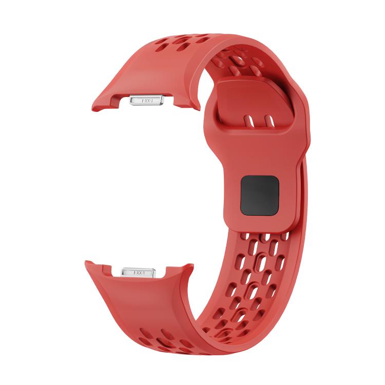 For Samsung Galaxy Watch8 / Watch8 Classic Hole Style Black Reverse Buckle Silicone Watch Band(Red) by bashfashion