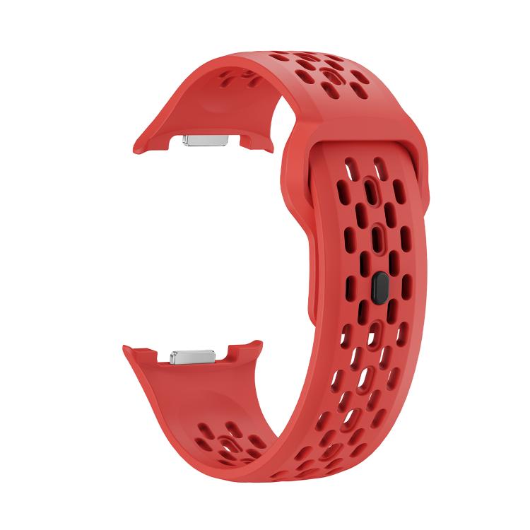 For Samsung Galaxy Watch8 / Watch8 Classic Hole Style Black Reverse Buckle Silicone Watch Band(Red) by bashfashion