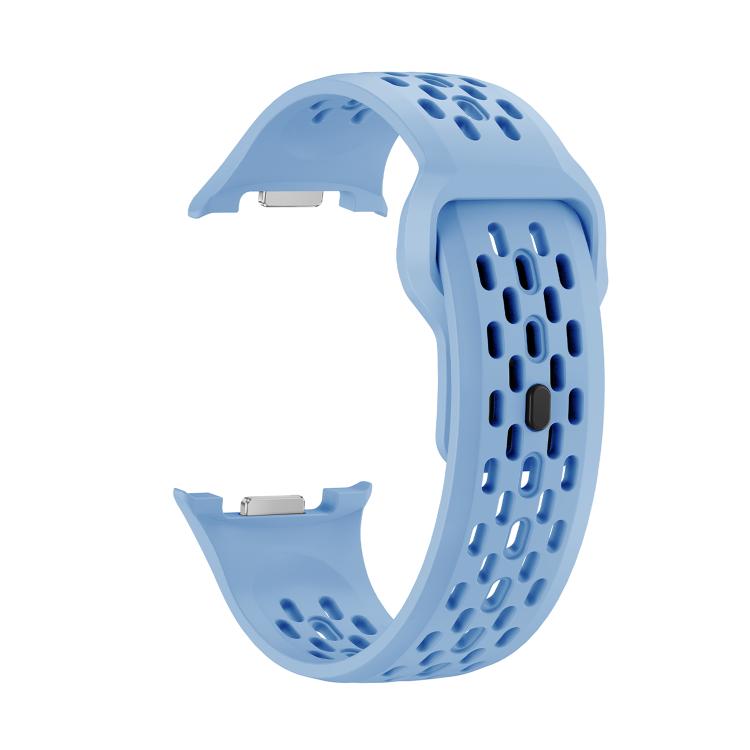 For Samsung Galaxy Watch8 / Watch8 Classic Hole Style Black Reverse Buckle Silicone Watch Band(Light Blue) by bashfashion