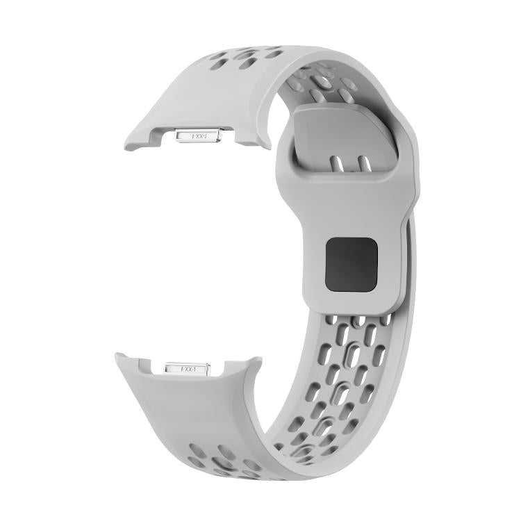 For Samsung Galaxy Watch8 / Watch8 Classic Hole Style Black Reverse Buckle Silicone Watch Band(Gray) by bashfashion