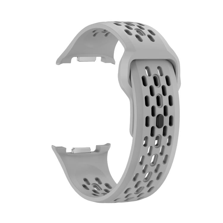 For Samsung Galaxy Watch8 / Watch8 Classic Hole Style Black Reverse Buckle Silicone Watch Band(Gray) by bashfashion