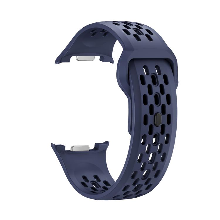 For Samsung Galaxy Watch8 / Watch8 Classic Hole Style Black Reverse Buckle Silicone Watch Band(Midnight Blue) by bashfashion