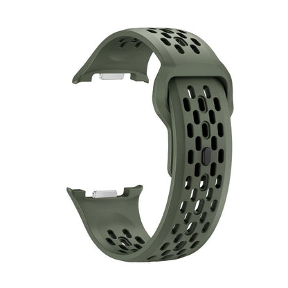 For Samsung Galaxy Watch8 / Watch8 Classic Hole Style Black Reverse Buckle Silicone Watch Band(Army Green) by bashfashion