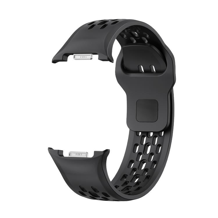 For Samsung Galaxy Watch8 / Watch8 Classic Hole Style Black Reverse Buckle Silicone Watch Band(Black) by bashfashion
