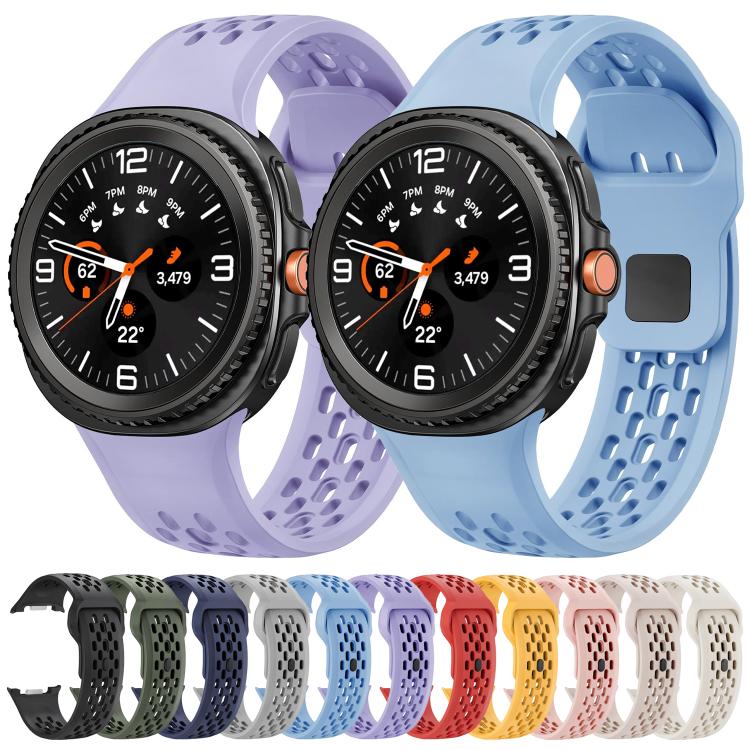 For Samsung Galaxy Watch8 / Watch8 Classic Hole Style Black Reverse Buckle Silicone Watch Band(Gray) by bashfashion