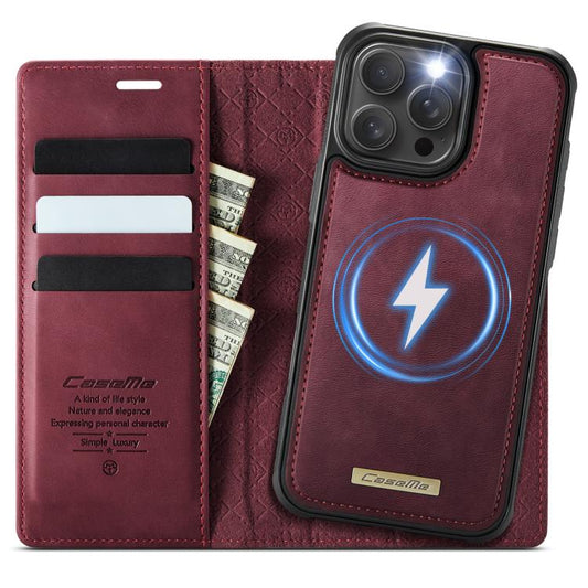 For iPhone 16 Pro Max CaseMe C49 MagSafe RFID Blocking Detachable Wallet Leather Phone Case(Red) by CaseMe