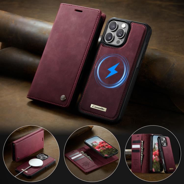 For iPhone 16 Pro Max CaseMe C49 MagSafe RFID Blocking Detachable Wallet Leather Phone Case(Red) by CaseMe