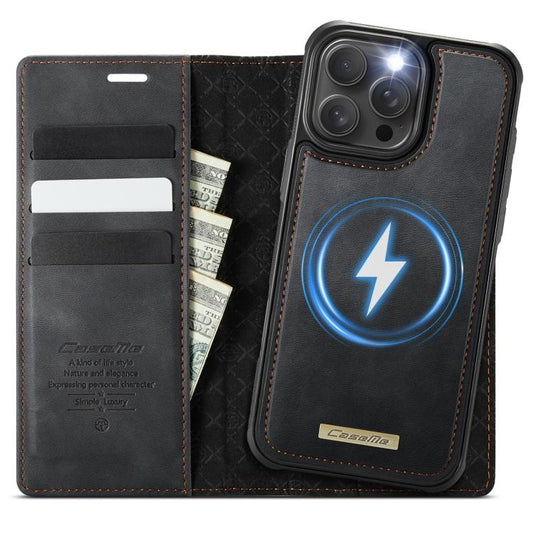 For iPhone 16 Pro Max CaseMe C49 MagSafe RFID Blocking Detachable Wallet Leather Phone Case(Black) by CaseMe