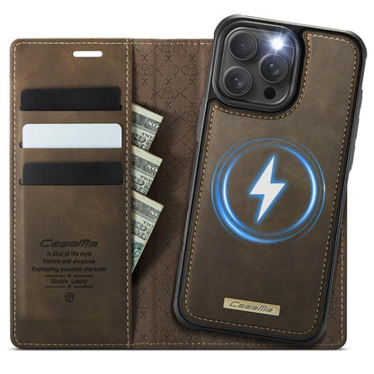 For iPhone 16 Pro Max CaseMe C49 MagSafe RFID Blocking Detachable Wallet Leather Phone Case(Coffee) by CaseMe