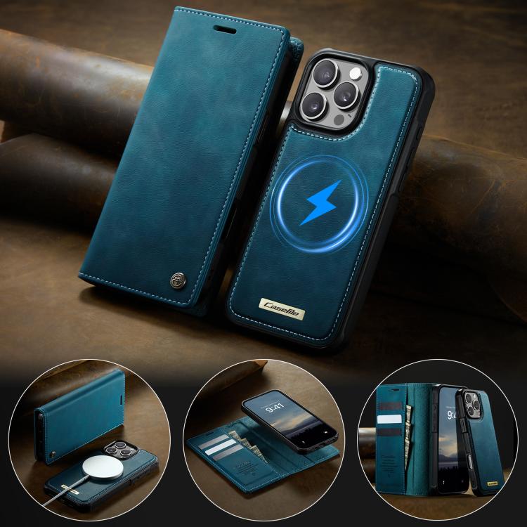 For iPhone 16 Pro Max CaseMe C49 MagSafe RFID Blocking Detachable Wallet Leather Phone Case(Green) by CaseMe