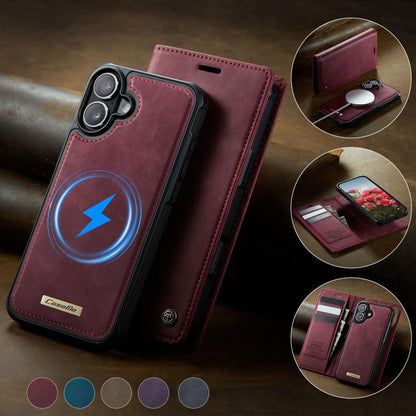 For iPhone 16 CaseMe C49 MagSafe RFID Blocking Detachable Wallet Leather Phone Case(Red) by CaseMe